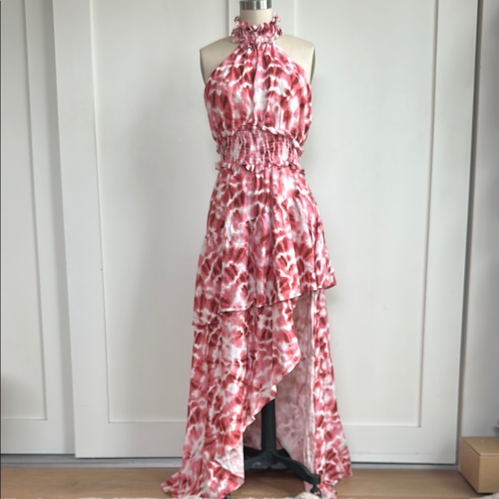 Elegant Tie-Dye Halter Dress
